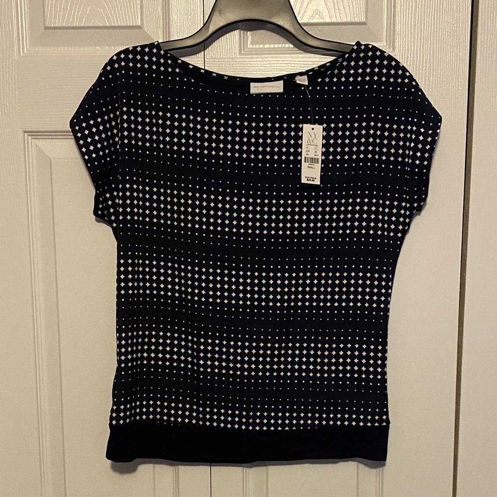 New York & Company Black and White Dot Blouse